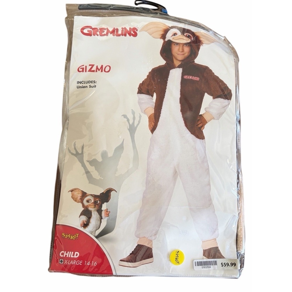 Gizmo Gremlin Spirit Halloween Costume Size XL 14-16 Childrens Kids New $60 MSRP